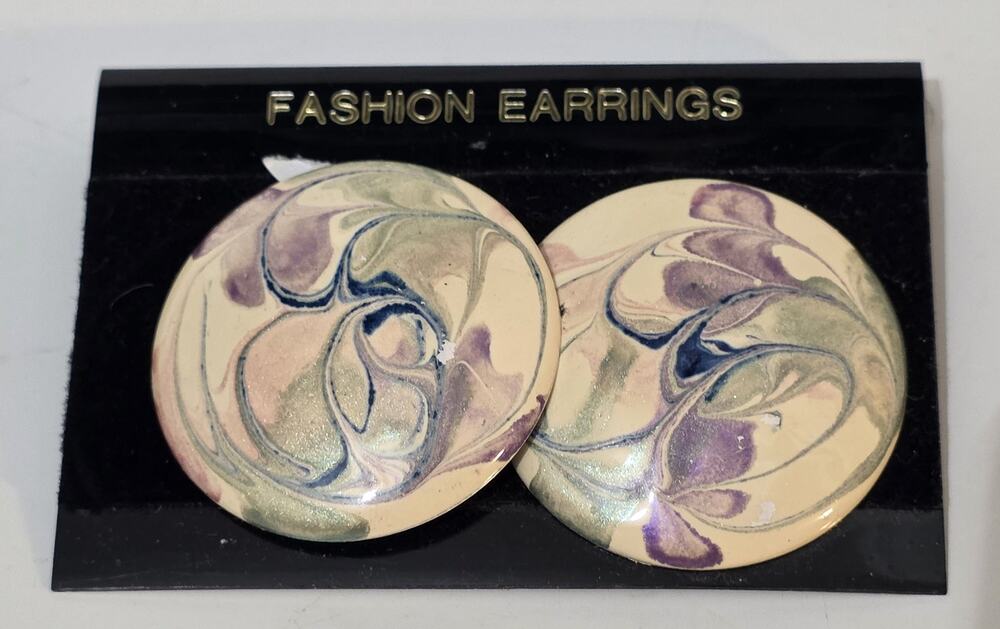 Vintage Metal Earrings Fashion 1 3/8"